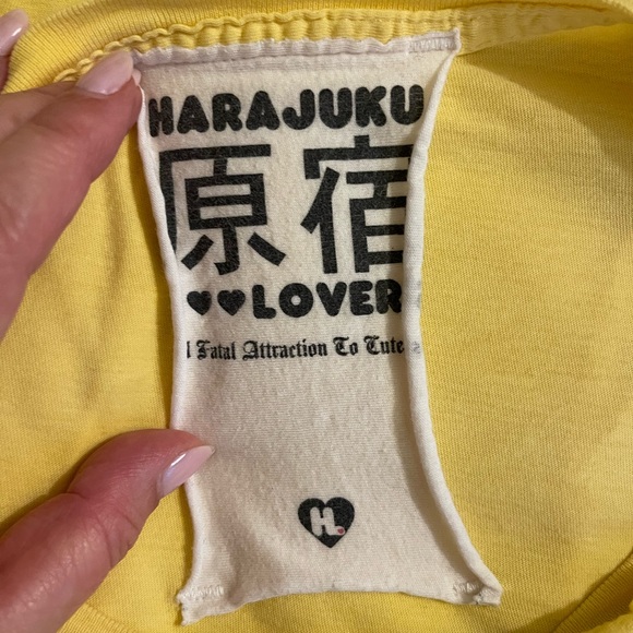 Harajuku Lovers Yellow Graphic Tee Vintage 2000 - Picture 11 of 12